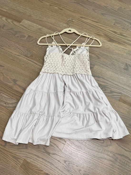 Zenana Dress Womens Size L Light  Beige Halter Mini Fit & Flare Boho - Picture 3 of 6